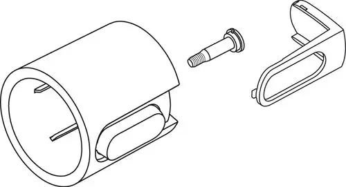 Mengengriff aus Chrom, bestehend aus einem runden Körper, einer Kappe und einer Schraube. Ideal Standard Produkt zur Verwendung an Armaturen.